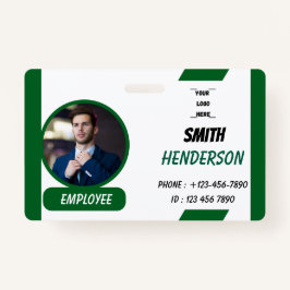 Custom Business Logo Employee Photo Blue ID Badge Ausweis