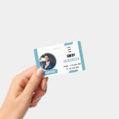 Custom Business Logo Employee Photo Blue ID Badge Ausweis (Handheld)