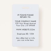 Custom Business Logo Employee Photo Blush Pink ID Ausweis (Rückseite)