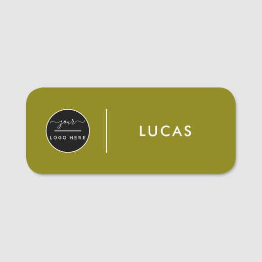 Custom Business Logo Gold Basic Employee Staff  Namensschild (Vorderseite)