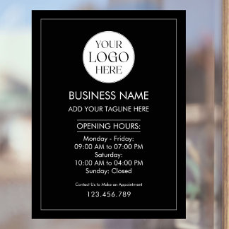 Custom Business Logo Opening Hour Modern Simple Fensteraufkleber