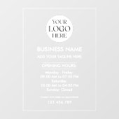 Custom Business Logo Opening Hour Professional Fensteraufkleber (Blatt)