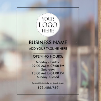 Custom Business Logo Opening Hour Professional Fensteraufkleber