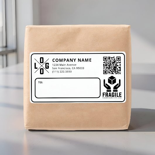 Custom Business Logo QR code Fragile Warn Shipping