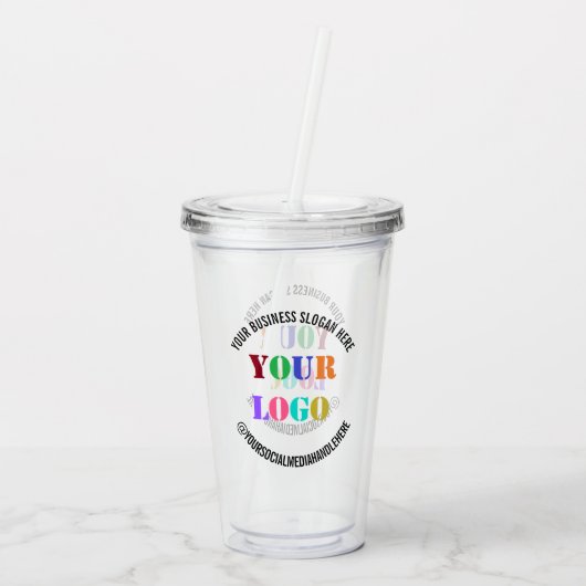 Custom Business Logo Social Media Acryltrinkbecher (Rückseite)