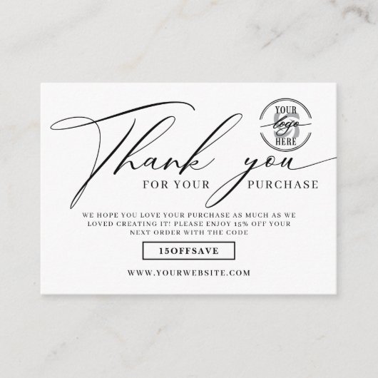 Custom Business Logo Social Media Vielen Dank Begleitkarte (Vorderseite)