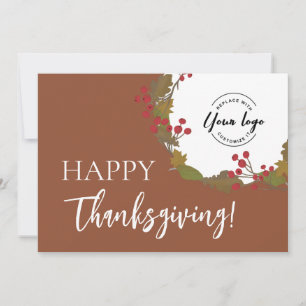 Custom business logo terracotta Happy Thanksgiving Feiertagskarte