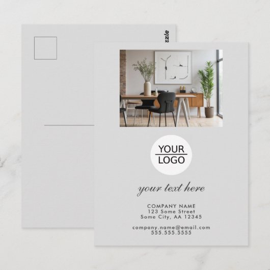 Custom Business Logo & Text Office Postkarte (Vorne/Hinten)