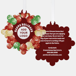 Custom Business Logo Weihnachtsballons Red Ornament Karte