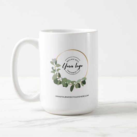Custom Business Logo with Greenery Wreath holiday Kaffeetasse (Links)