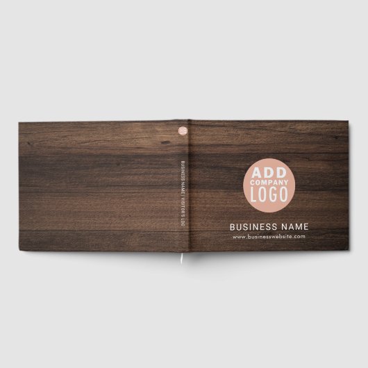 Custom Business Logo Wood Look Custom Company Gästebuch (Voll)