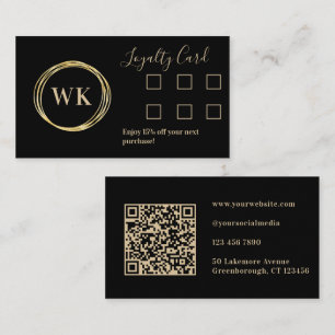Custom Business Monogram Black Gold Loyalität Visitenkarte