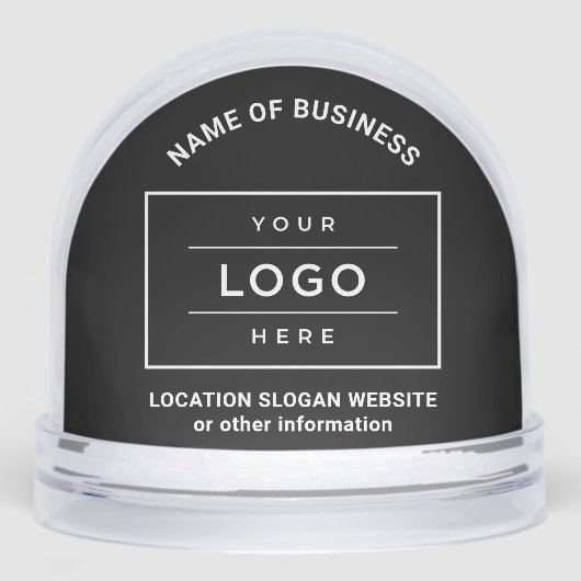 Custom Business Name and Logo Black Branded Schneekugeln (Vorderseite)