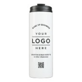 Custom Business Name QR Code Logo White Branded Thermosbecher (Vorderseite)