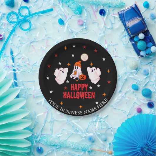 Custom Business Name, Text & Ghost Halloween Pappteller (Party)