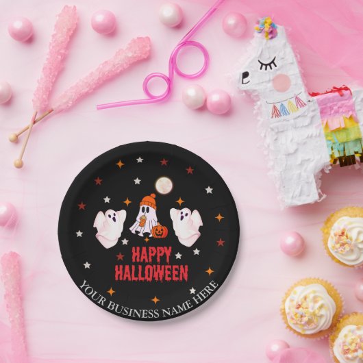 Custom Business Name, Text & Ghost Halloween Pappteller (Party)