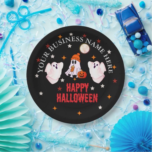 Custom Business Name, Text & Ghost Halloween Pappteller (Party)