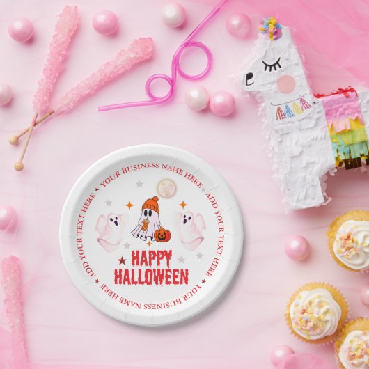 Custom Business Name, Text & Ghost Halloween Pappteller (Party)