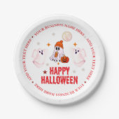 Custom Business Name, Text & Ghost Halloween Pappteller (Vorderseite)