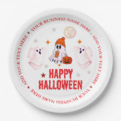 Custom Business Name, Text & Ghost Halloween Pappteller (Vorderseite)