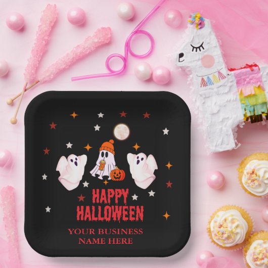 Custom Business Name, Text & Ghost Halloween Pappteller (Party)
