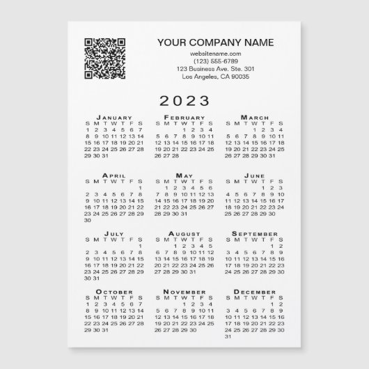 Custom Business QR Code 2023 Calendar Magnet Card (Vorderseite)
