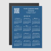 Custom Business QR Code 2024 Calendar Blue Magnet (Vorne/Hinten)