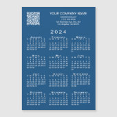 Custom Business QR Code 2024 Calendar Blue Magnet (Vorderseite)