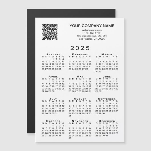 Custom Business QR Code 2025 Calendar Magnet Card (Vorne/Hinten)