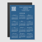 Custom Business QR Code 2026 Calendar Blue Magnet (Vorne/Hinten)