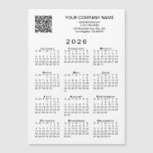 Custom Business QR Code 2026 Calendar Magnet Card (Vorderseite)