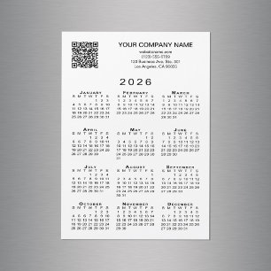 Custom Business QR Code 2026 Calendar Magnet Card
