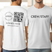 Custom Business QR Code Logo Front Back Crew Staff T-Shirt
