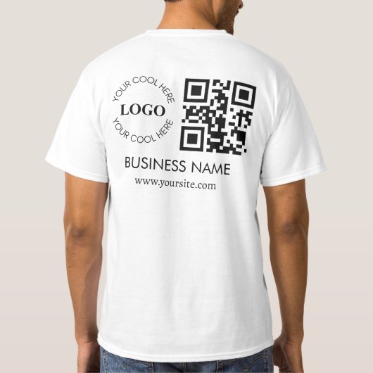 Custom Business QR Code Logo Front Back Crew Staff T-Shirt (Rückseite)