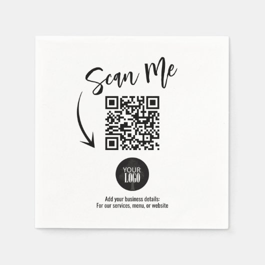 Custom Business QR Code Scan Me Cocktail Serviette (Vorderseite)