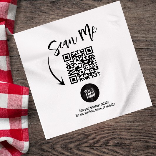 Custom Business QR Code Scan Me Cocktail Serviette