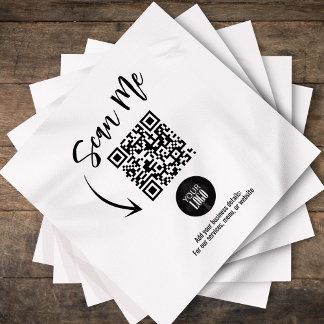 Custom Business QR Code Scan Me Cocktail Serviette