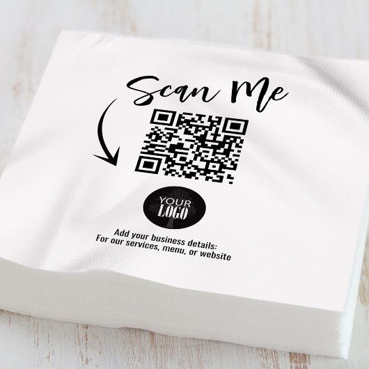 Custom Business QR Code Scan Me Cocktail Serviette