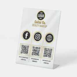 Custom Business Social Media QR Code Sign - Gold Sockelschild