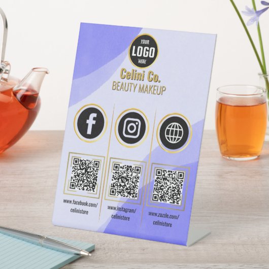 Custom Business Social Media QR Code-Zeichen - Red Sockelschild (In Situ)