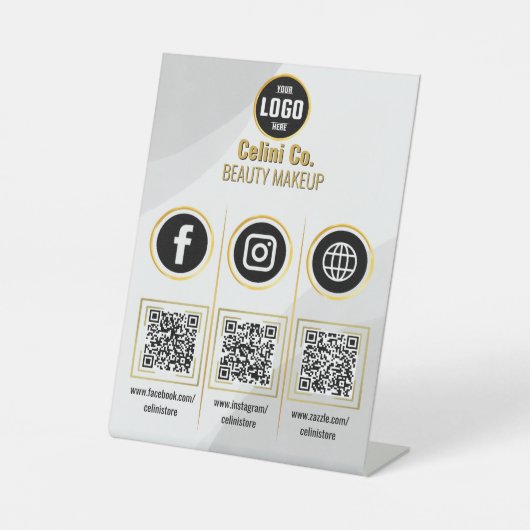 Custom Business Social Media QR Code-Zeichen - Red Sockelschild (Vorderseite)