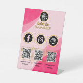 Custom Business Social Media QR Code-Zeichen - Red Sockelschild (Vorderseite)