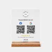 Custom Business Social Review Acrylic Sign with QR Acrylschild (Vorderseite)