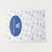 Custom Business Table Runner Banner Blue Seashells Wandteppich (Vorderseite (Horizontal))