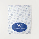Custom Business Table Runner Banner Blue Seashells Wandteppich (Vorderseite)