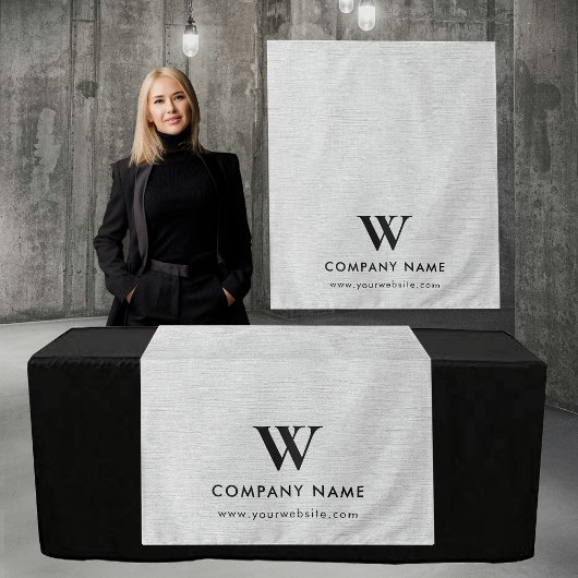 Custom Business Table Runner Banner Gray Linen Wandteppich