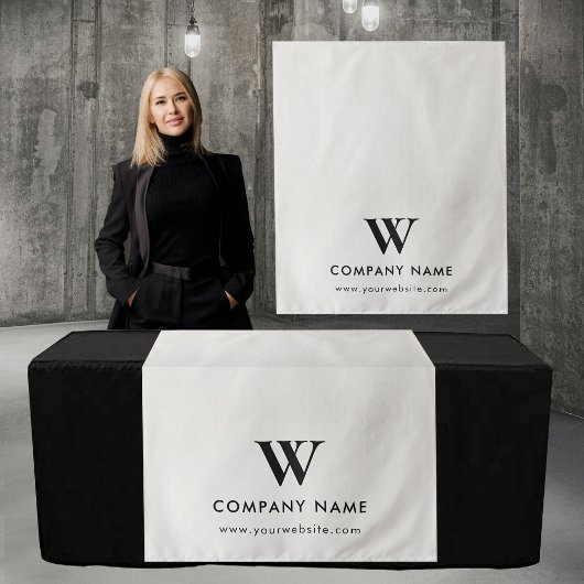 Custom Business Table Runner Banner Gray Linen Wandteppich