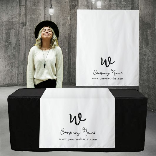 Custom Business Table Runner Banner Weißes Skript Wandteppich