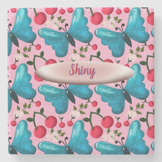 Custom butterfly floral pattern gift  steinuntersetzer (Vorderseite)