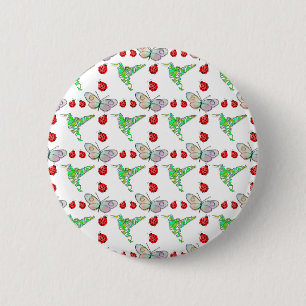 Custom Butterfly, Hummingbird und Ladybug Pattern Button